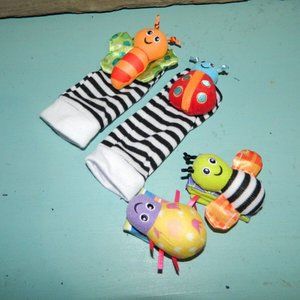 5/$25 Imagination Baby Toys Wrist Rattles and Foot Finders Bugs Butterfly Set